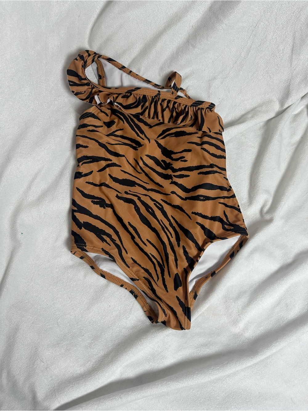 Carter's Tiger Stripe One-Shoulder Swimsuit - Brown & Black